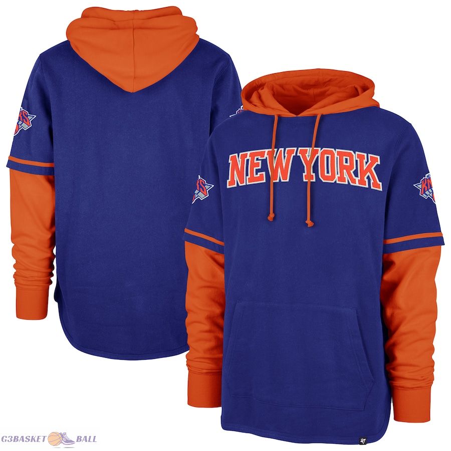 Men's New York Knicks '47 Royal Trifecta Shortstop Pullover Hoodie