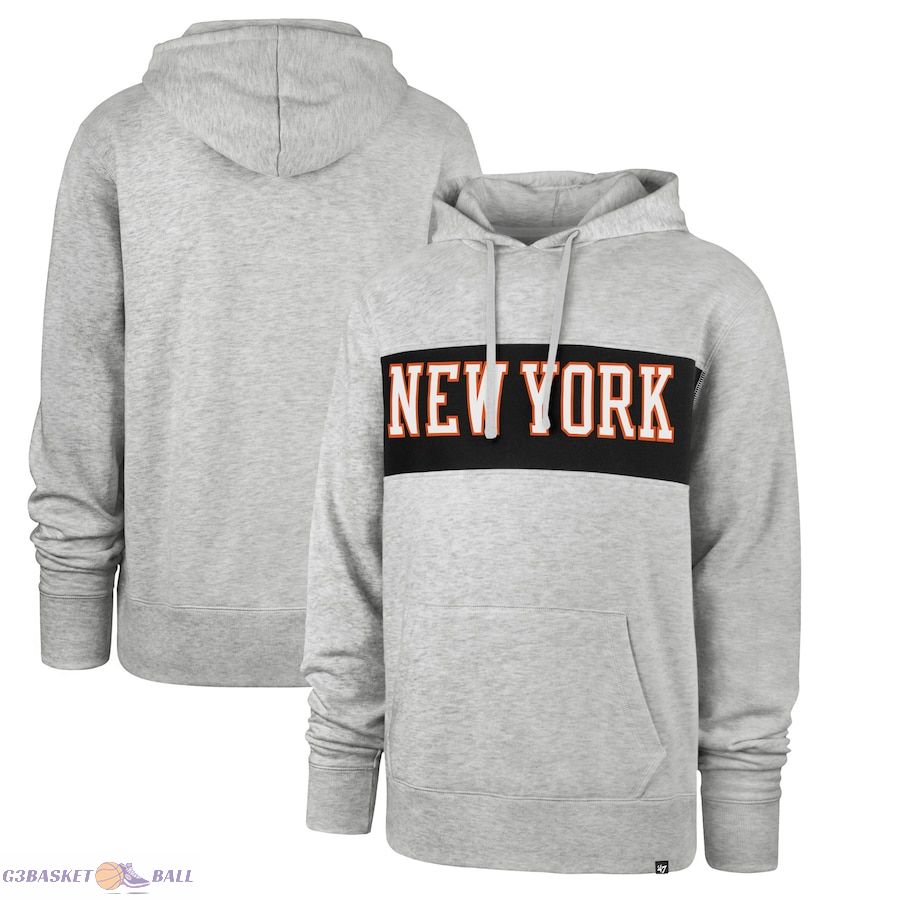 Men's New York Knicks '47 Gray 2021/22 City Edition Wordmark Chest Pass Pullover Hoodie