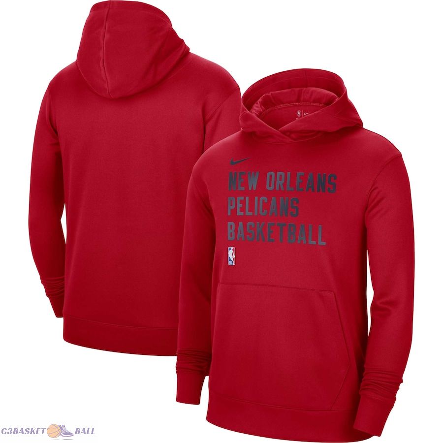 Unisex New Orleans Pelicans Nike Red 2023/24 Performance Spotlight On-Court Practice Pullover Hoodie