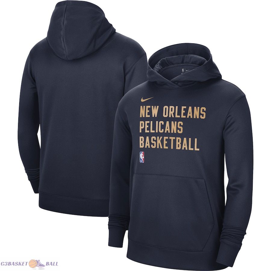 Unisex New Orleans Pelicans Nike Navy 2023/24 Performance Spotlight On-Court Practice Pullover Hoodie