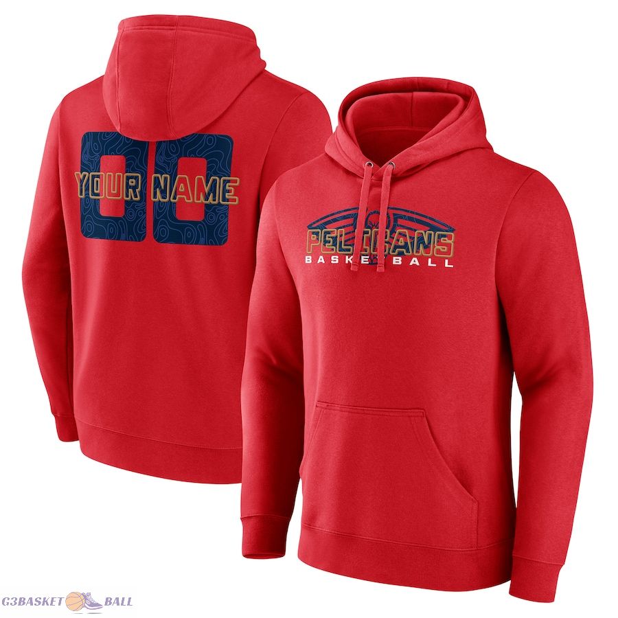 Men's New Orleans Pelicans Red Stellar Personalized Name & Number Pullover Hoodie