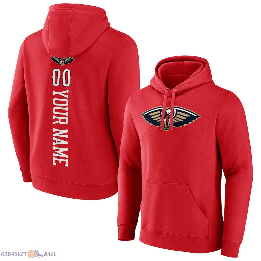 Men's New Orleans Pelicans Red Playmaker Personalized Name & Number Pullover Hoodie