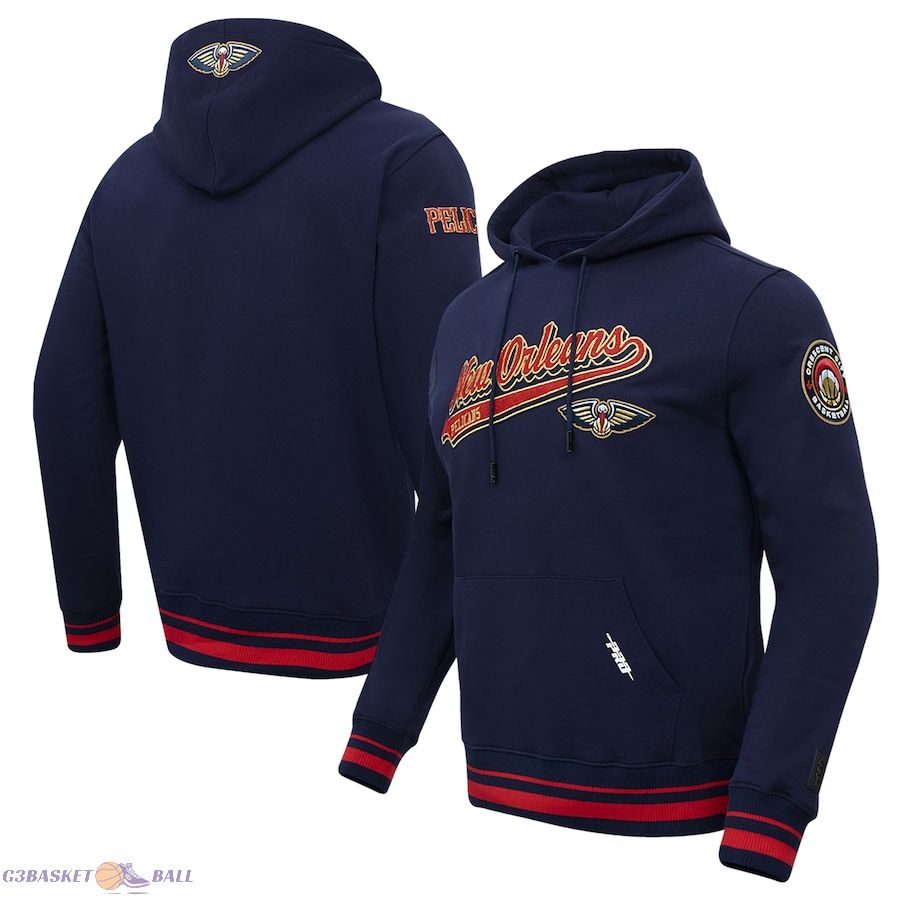 Men's New Orleans Pelicans Pro Standard Navy Script Tail Pullover Hoodie