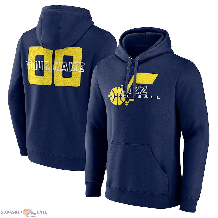 Men's Utah Jazz Navy Stellar Personalized Name & Number Pullover Hoodie