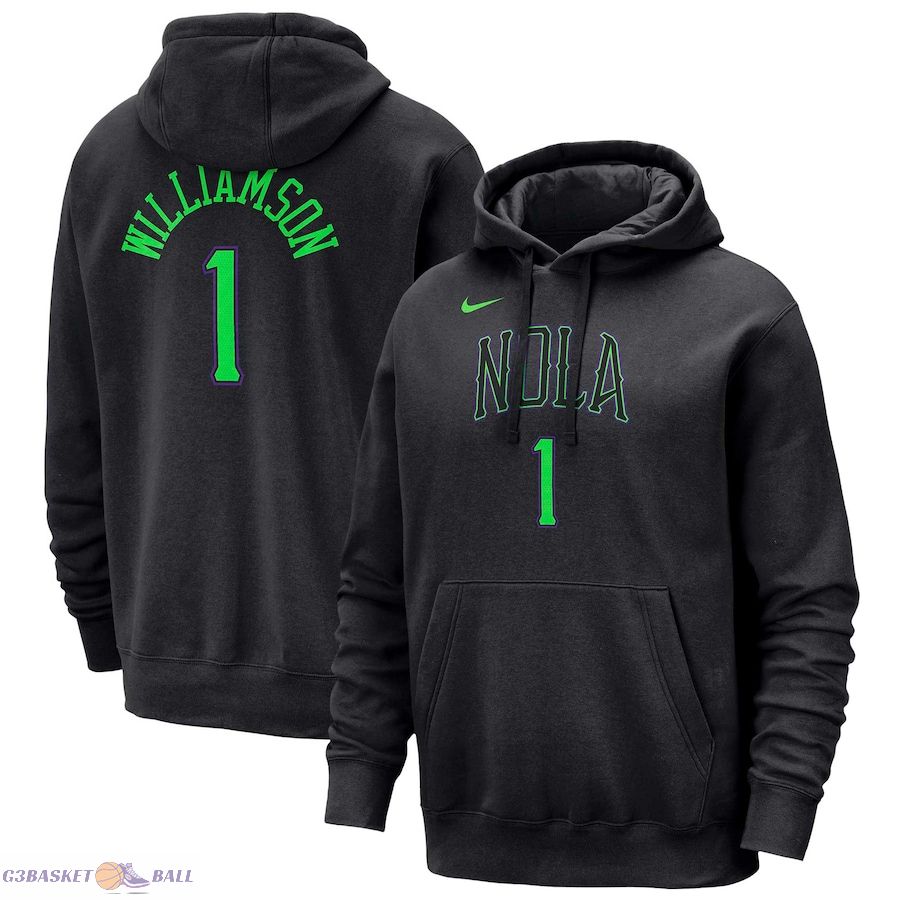 Men's New Orleans Pelicans Zion Williamson Nike Black 2023/24 City Edition Name & Number Pullover Hoodie