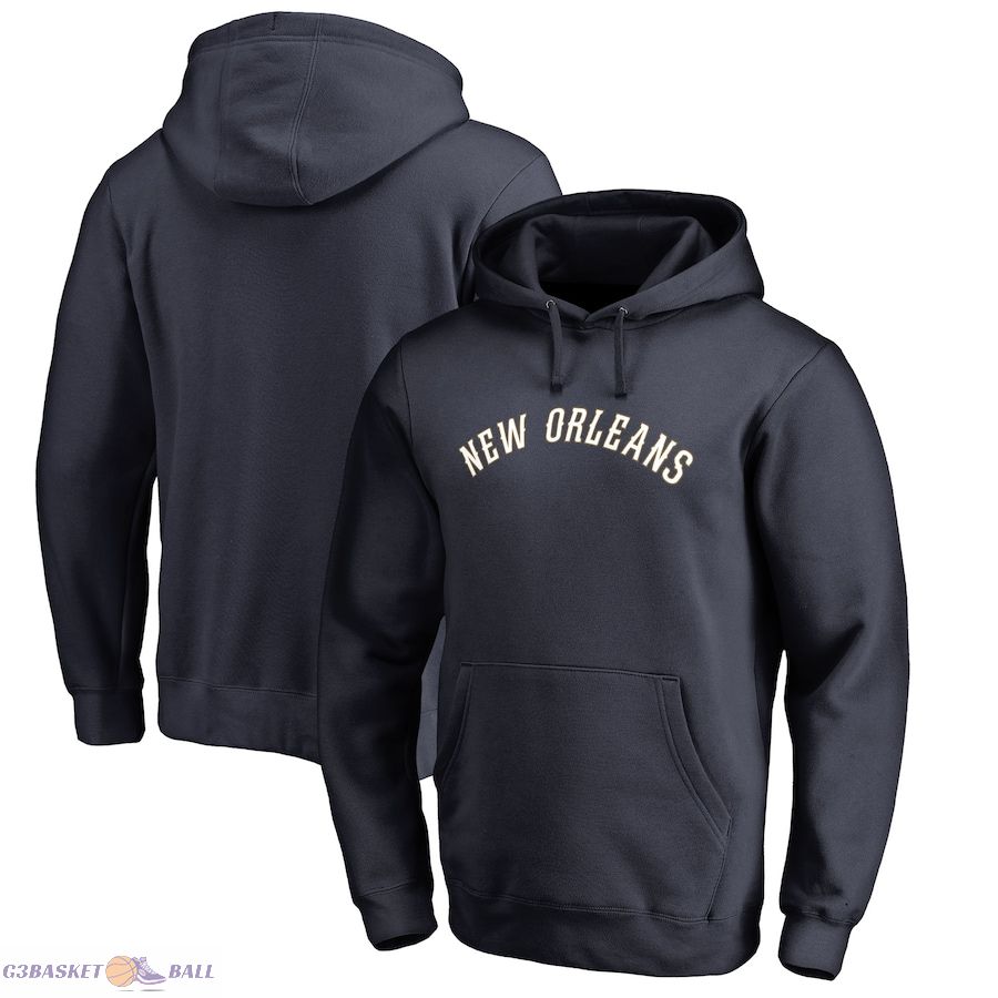 Men's New Orleans Pelicans Navy Wordmark Pullover Hoodie