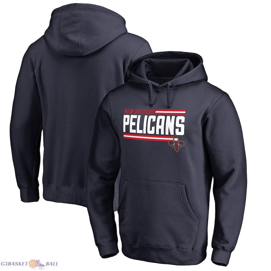 Men's New Orleans Pelicans Navy Onside Stripe Pullover Hoodie