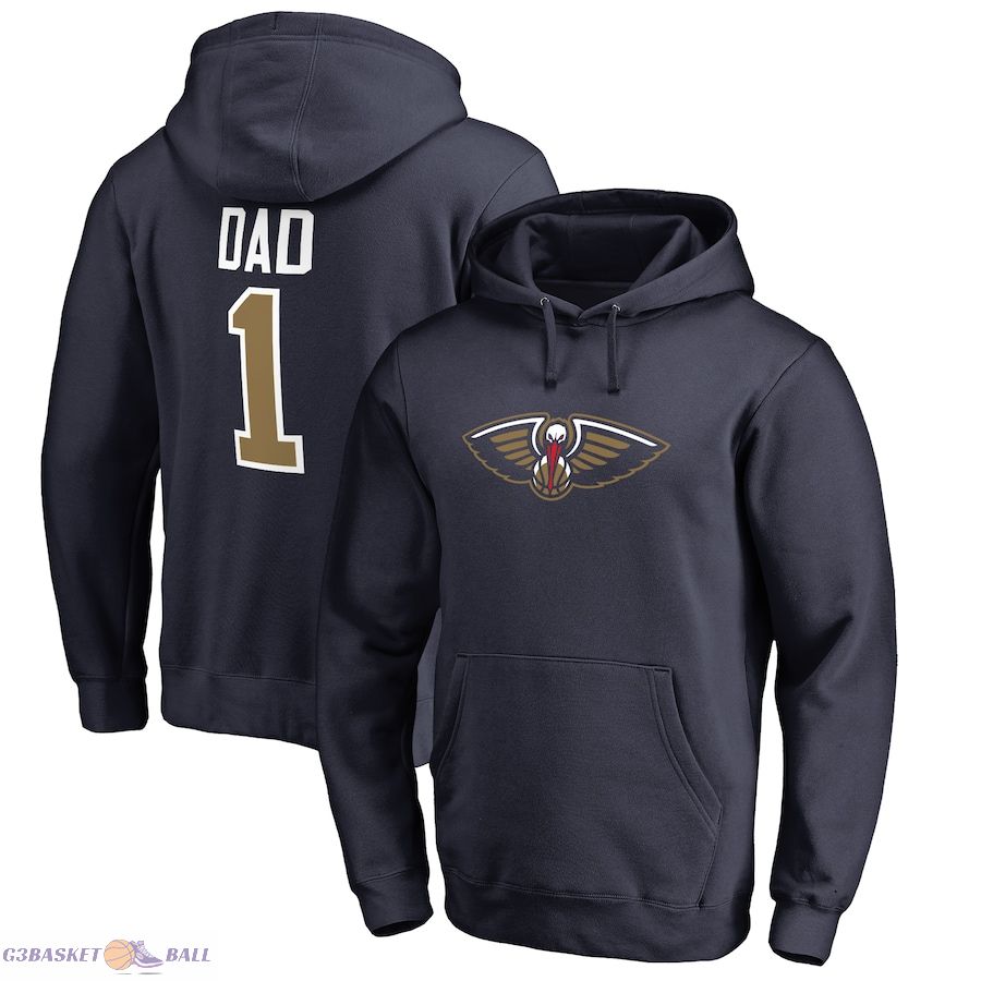 Men's New Orleans Pelicans Navy #1 Dad Pullover Hoodie