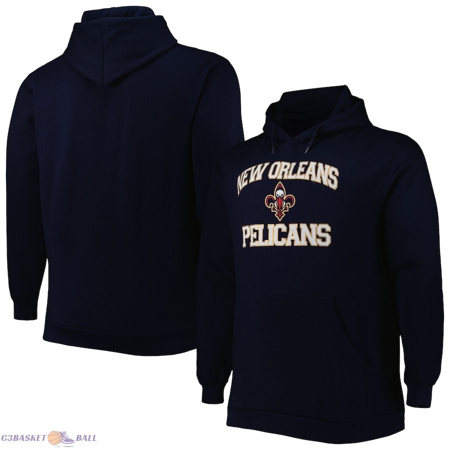 Men's New Orleans Pelicans Navy Big & Tall Heart & Soul Pullover Hoodie