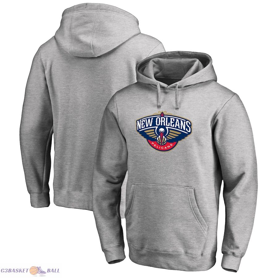 Men's New Orleans Pelicans Heather Gray Primary Logo Pullover Hoodie