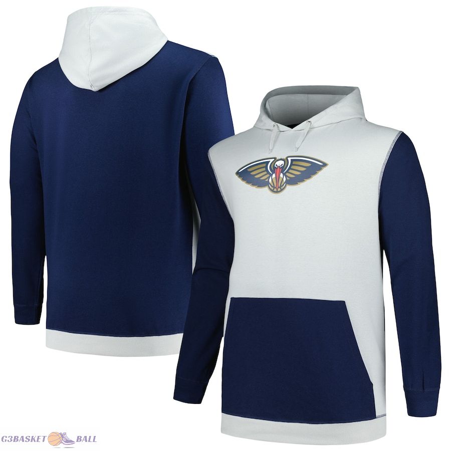 Men's New Orleans Pelicans Fanatics Navy/Silver Big & Tall Primary Arctic Pullover Hoodie