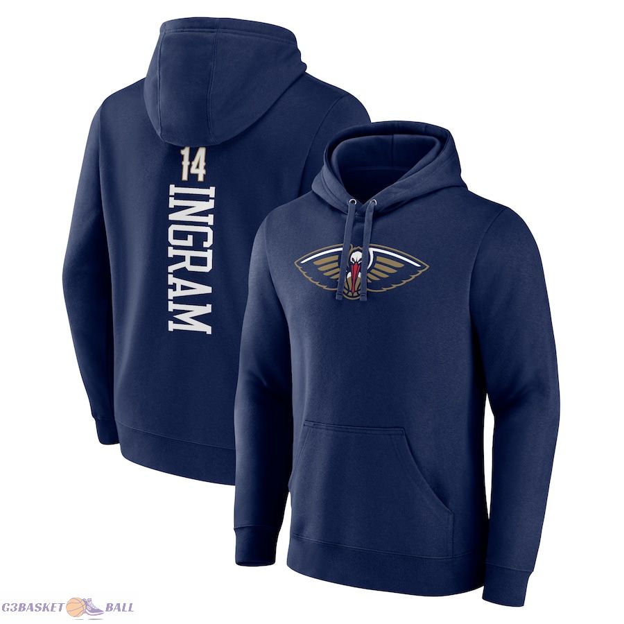 Men's New Orleans Pelicans Brandon Ingram Navy Playmaker Name & Number Pullover Hoodie