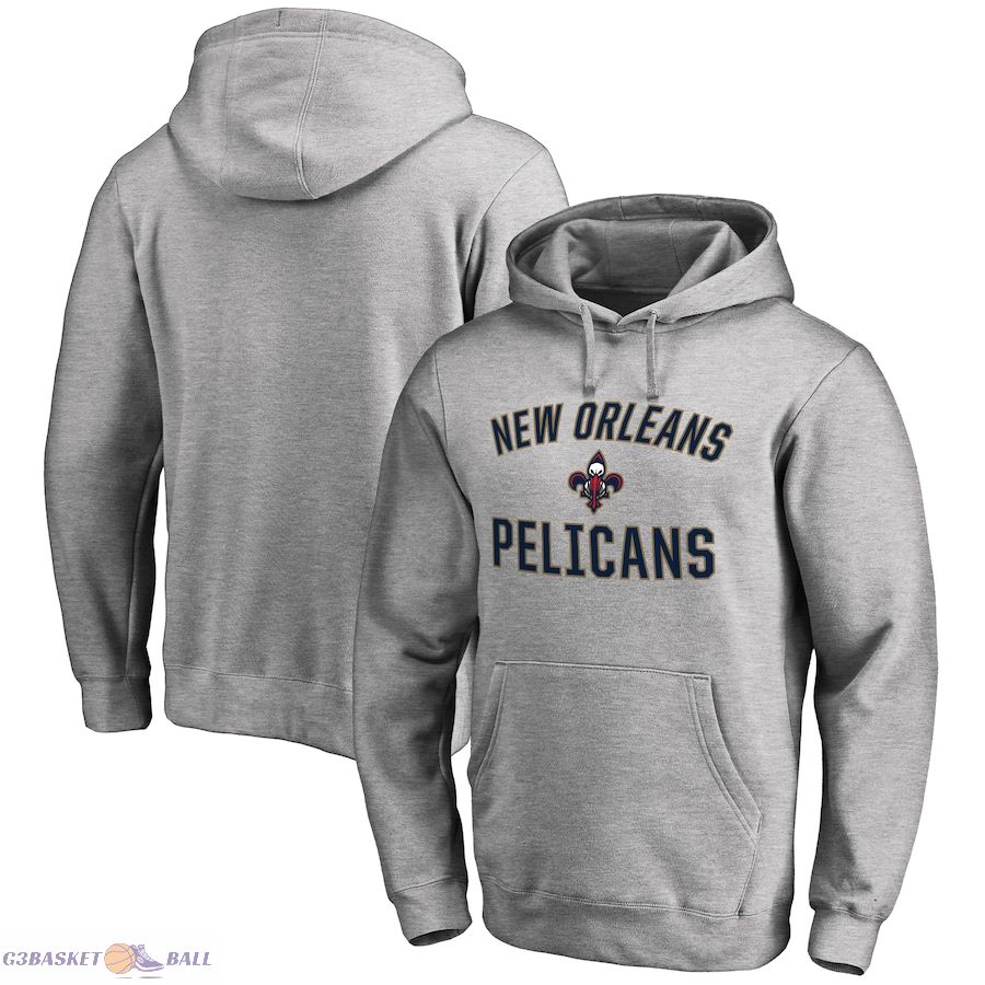 Men's New Orleans Pelicans Ash Victory Arch Pullover Hoodie