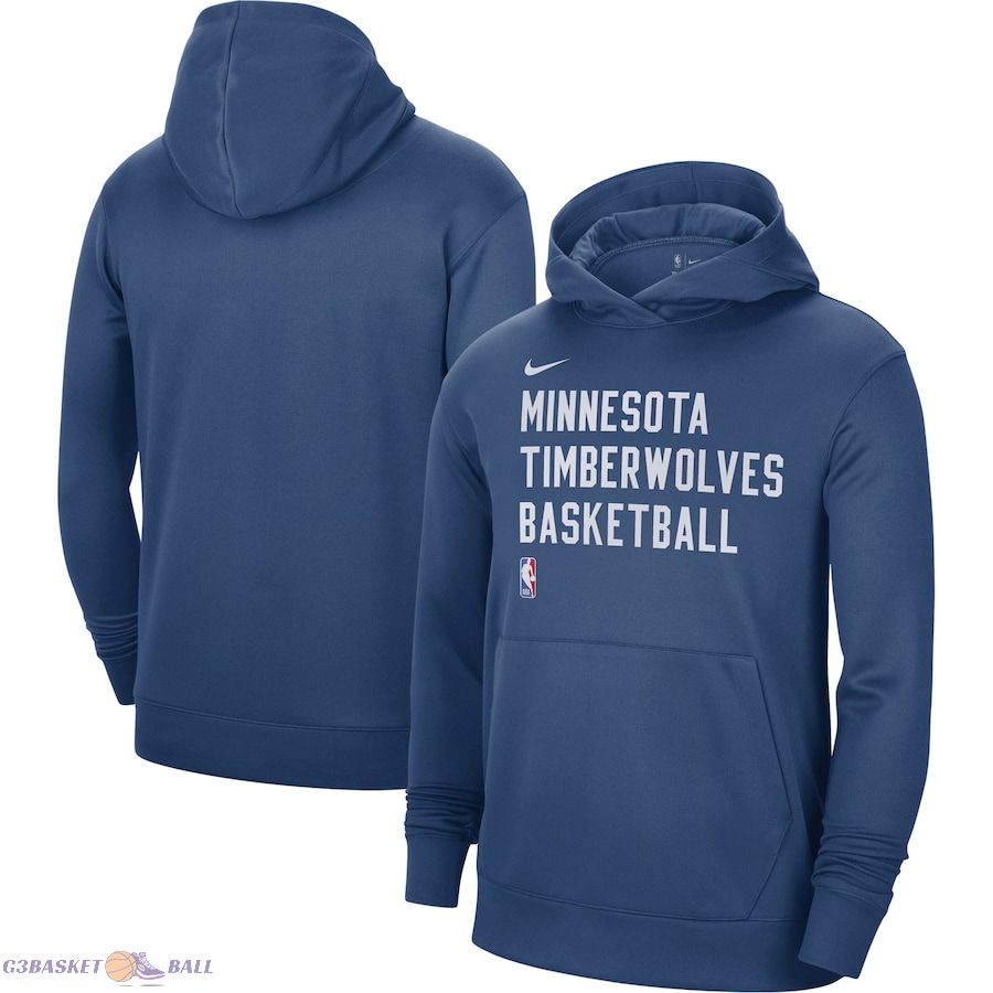 Unisex Minnesota Timberwolves Nike Blue 2023/24 Performance Spotlight On-Court Practice Pullover Hoodie