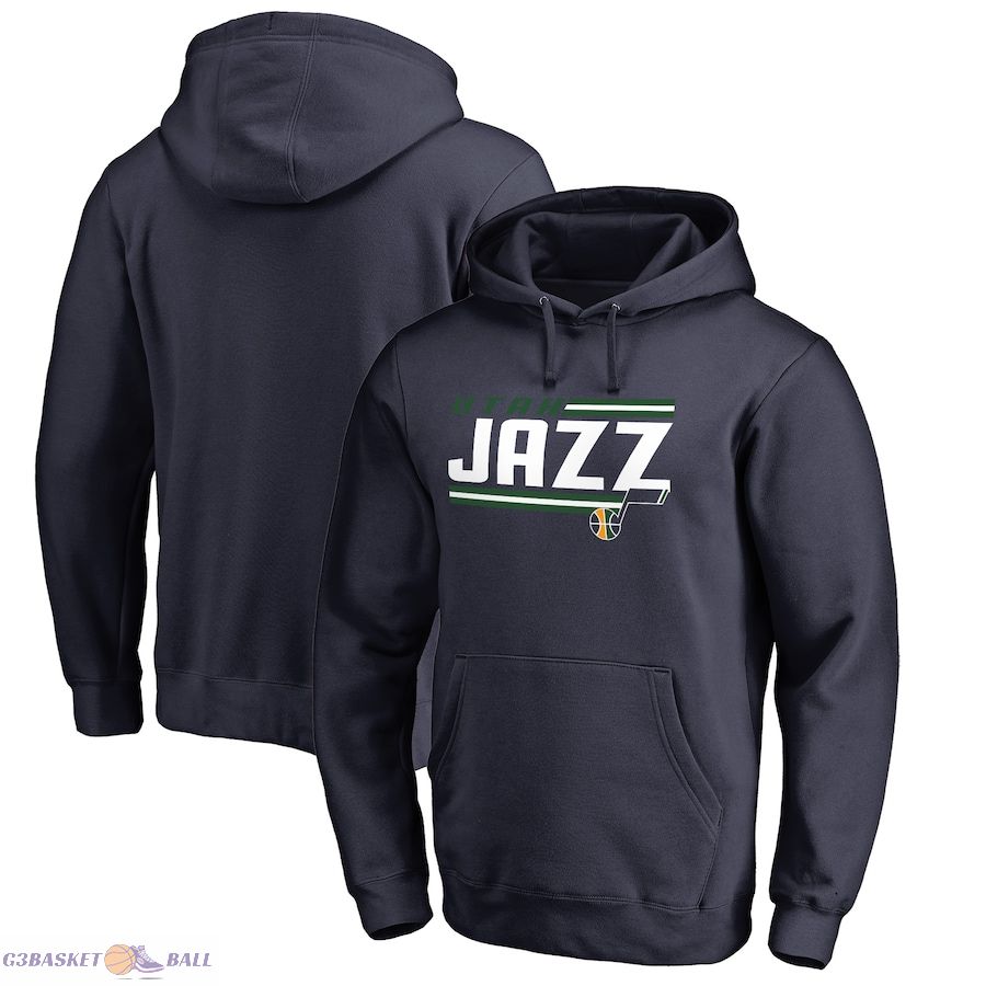 Men's Utah Jazz Navy Onside Stripe Pullover Hoodie