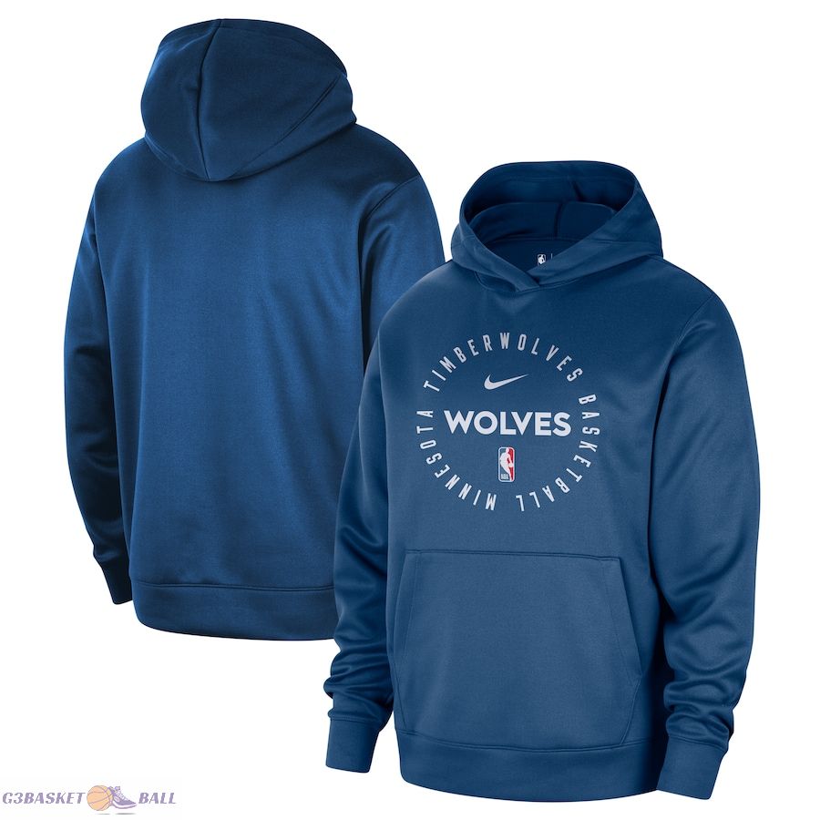 Men's Minnesota Timberwolves Nike Blue 2024/25 Spotlight On-Court Practice Performance Pullover Hoodie