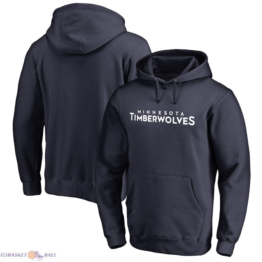 Men's Minnesota Timberwolves Navy Wordmark Pullover Hoodie