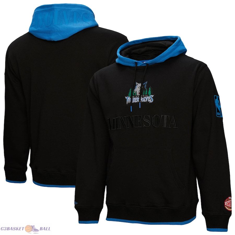 Men's Minnesota Timberwolves Mitchell & Ness Black Hardwood Classics Team OG 3.0 Pullover Hoodie