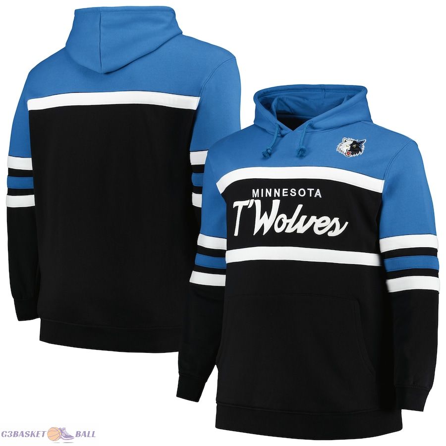 Men's Minnesota Timberwolves Mitchell & Ness Black Big & Tall Hardwood Classics Head Coach Pullover Hoodie