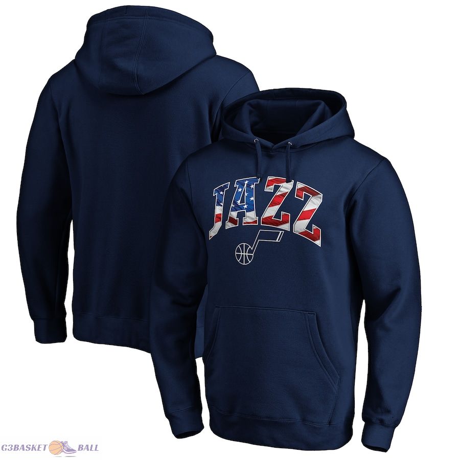 Men's Utah Jazz Navy Banner Wave Pullover Hoodie