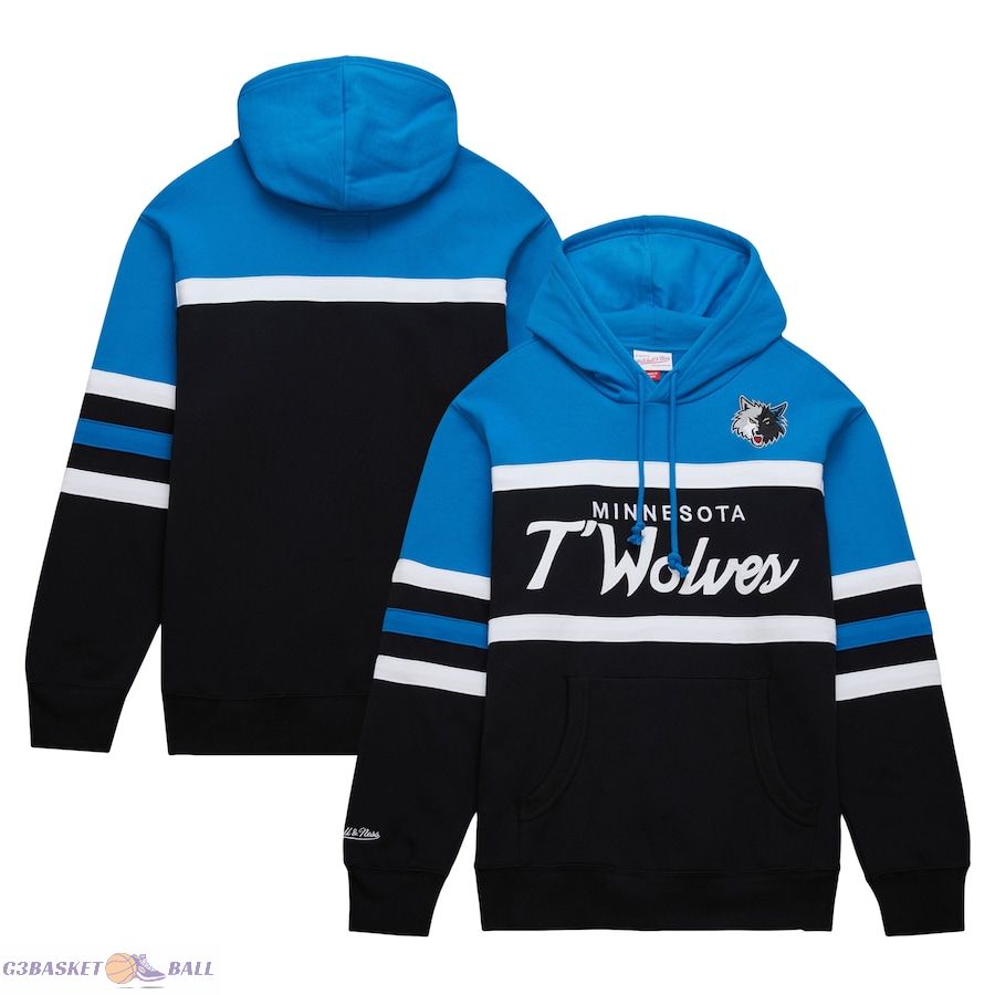 Men's Minnesota Timberwolves Mitchell & Ness Black/Blue Head Coach Pullover Hoodie