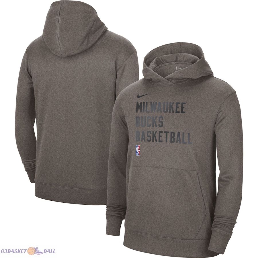 Unisex Milwaukee Bucks Nike Olive 2023/24 Performance Spotlight On-Court Practice Pullover Hoodie