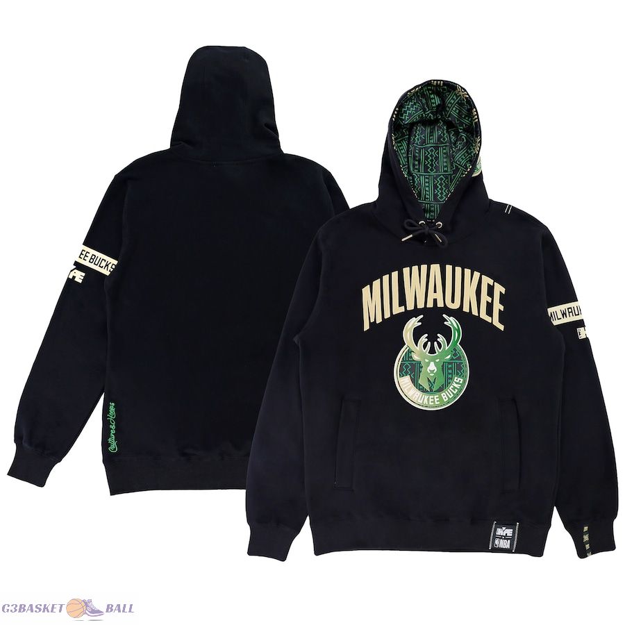 Unisex Milwaukee Bucks NBA x Two Hype Black Culture & Hoops Heavyweight Pullover Hoodie