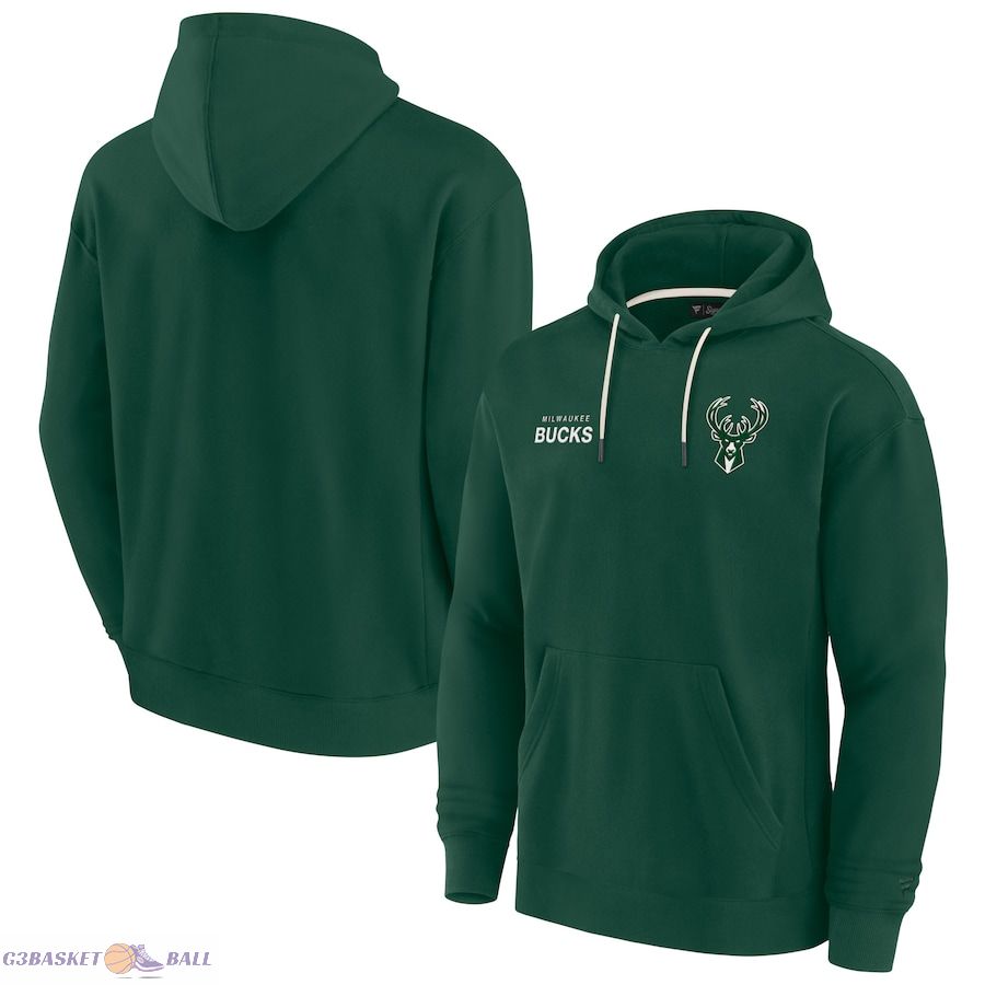 Unisex Milwaukee Bucks Fanatics Hunter Green Elements Super Soft Fleece Pullover Hoodie