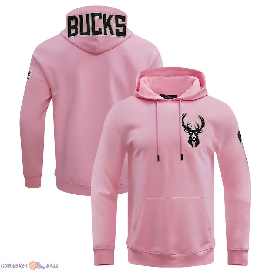 Men's Milwaukee Bucks Pro Standard Pink Classic Chenille DK Pullover Hoodie