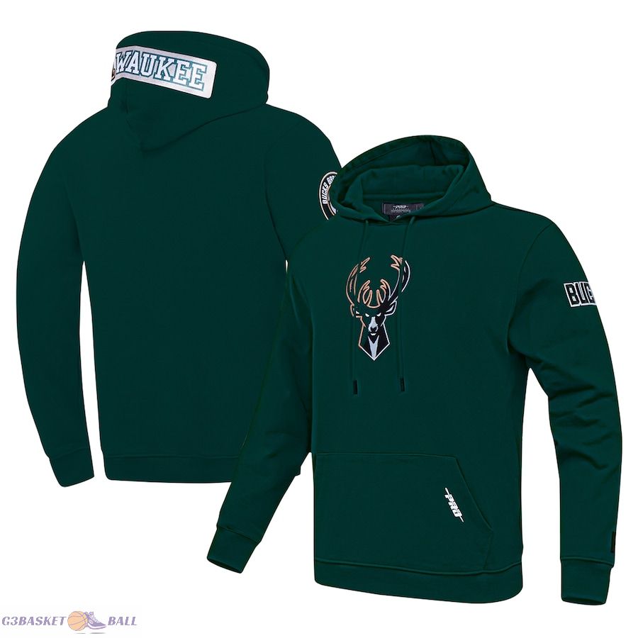 Men's Milwaukee Bucks Pro Standard Hunter Green Split Logo Pullover Hoodie