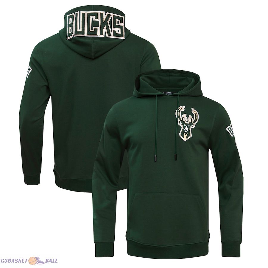 Men's Milwaukee Bucks Pro Standard Forest Green Classic Chenille DK Pullover Hoodie