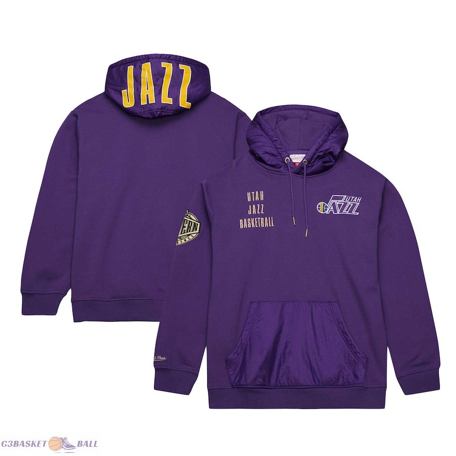 Men's Utah Jazz Mitchell & Ness Purple Team OG 2.0 Vintage Logo Fleece Pullover Hoodie