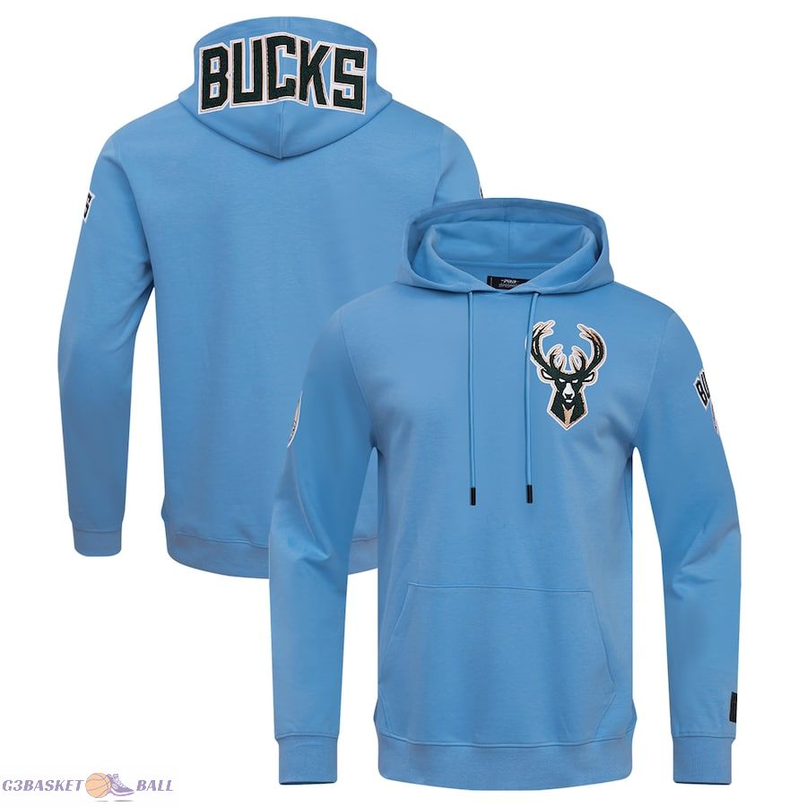 Men's Milwaukee Bucks Pro Standard Blue Classic Chenille DK Pullover Hoodie