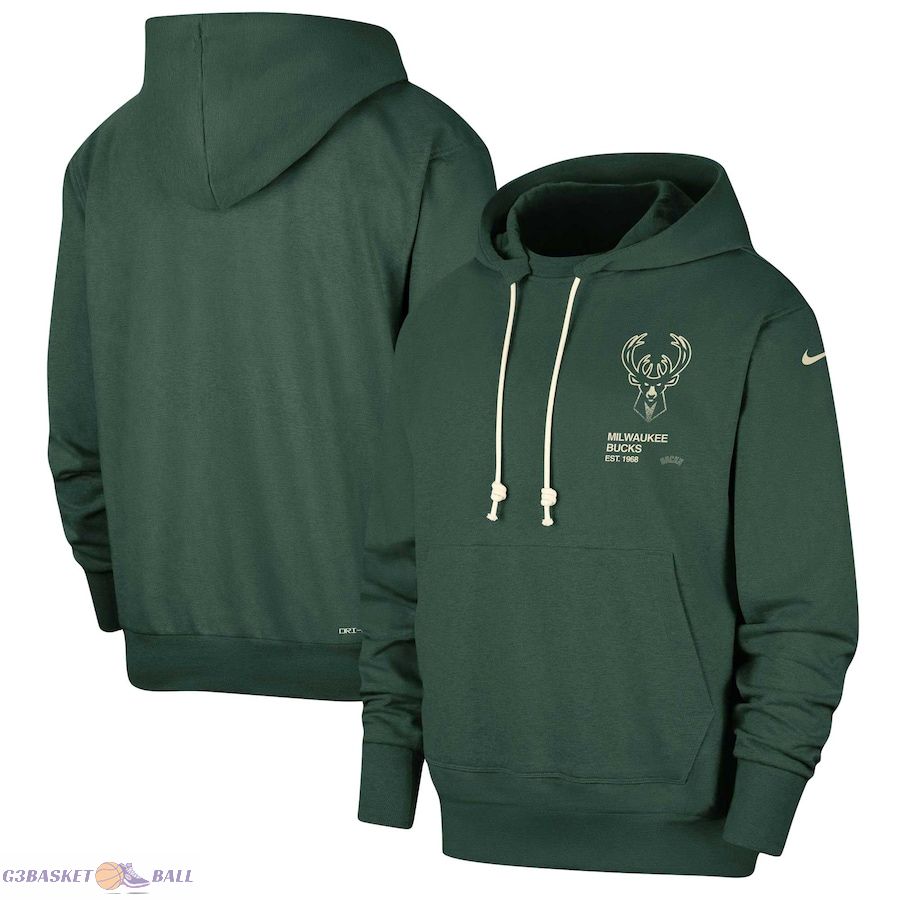 Men's Milwaukee Bucks Nike Hunter Green Courtside Standard Issue Premium Performance Pullover Hoodie