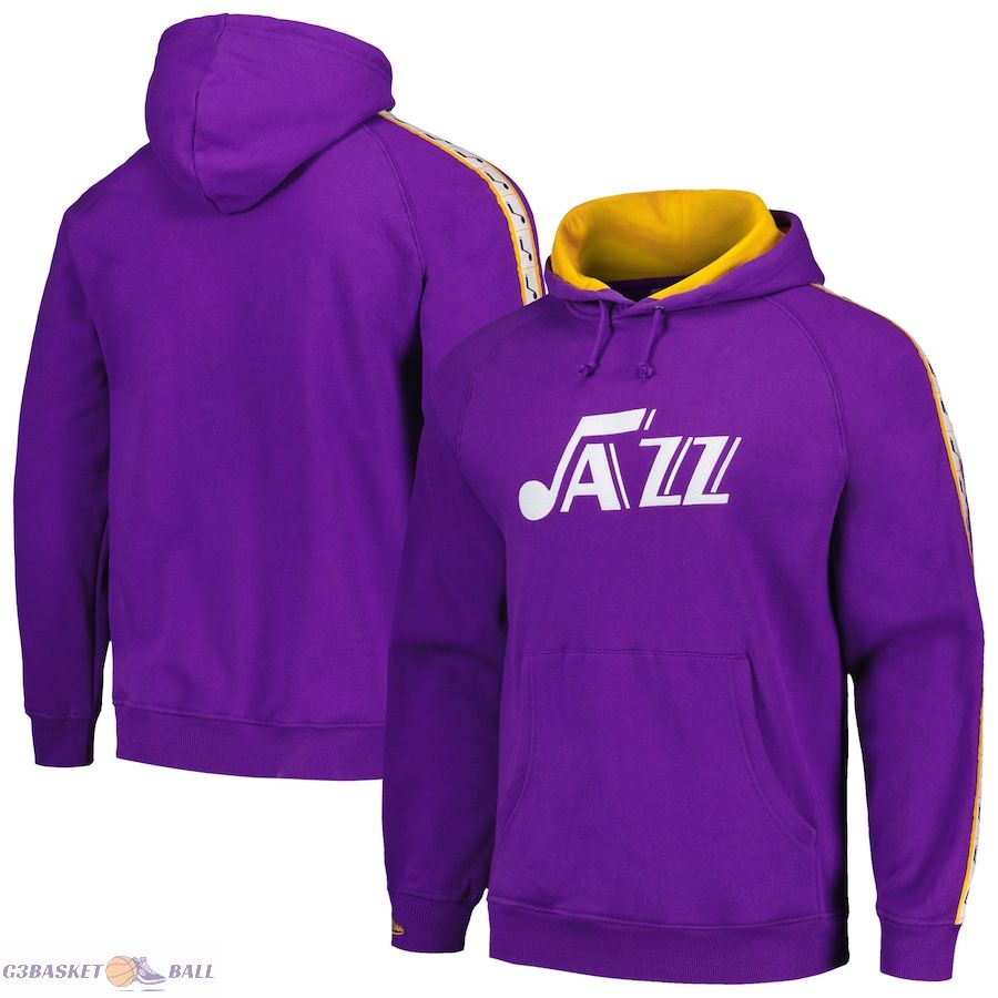 Men's Utah Jazz Mitchell & Ness Purple Hardwood Classics Nights Raglan Pullover Hoodie