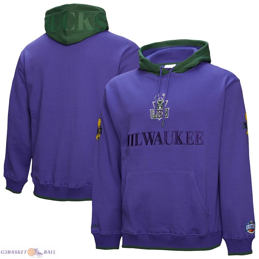 Men's Milwaukee Bucks Mitchell & Ness Purple Hardwood Classics Team OG 3.0 Pullover Hoodie