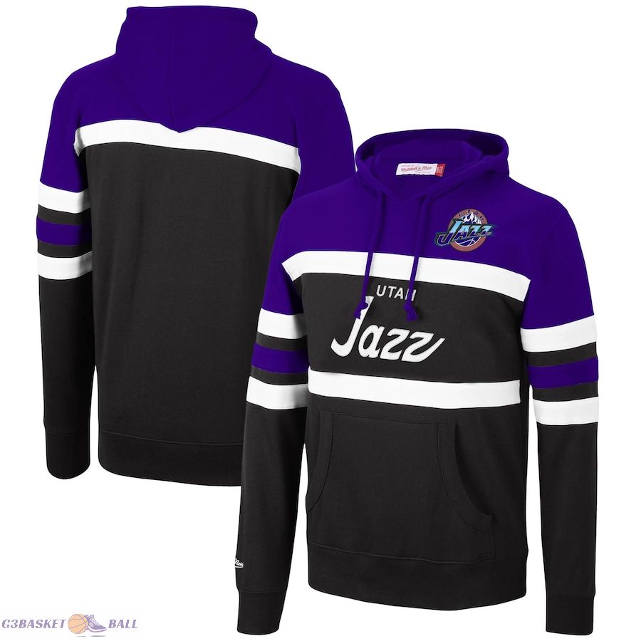 Men's Utah Jazz Mitchell & Ness Purple/Black Head Coach Pullover Hoodie