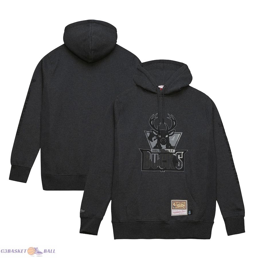 Men's Milwaukee Bucks Mitchell & Ness Black Hardwood Classics Ghost Camo Pullover Hoodie