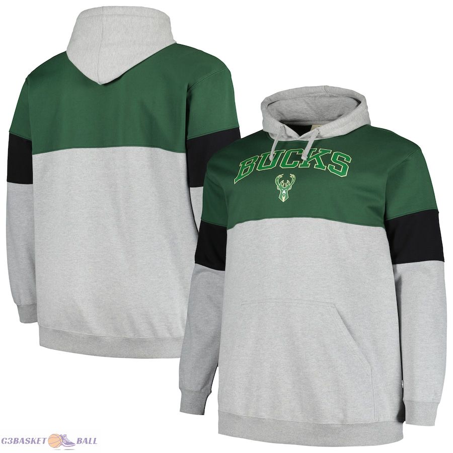 Men's Milwaukee Bucks Fanatics Hunter Green/Black Big & Tall Pullover Hoodie