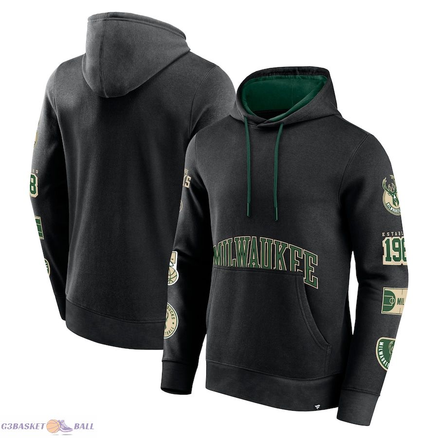 Men's Milwaukee Bucks Fanatics Black Home Court Pullover Hoodie