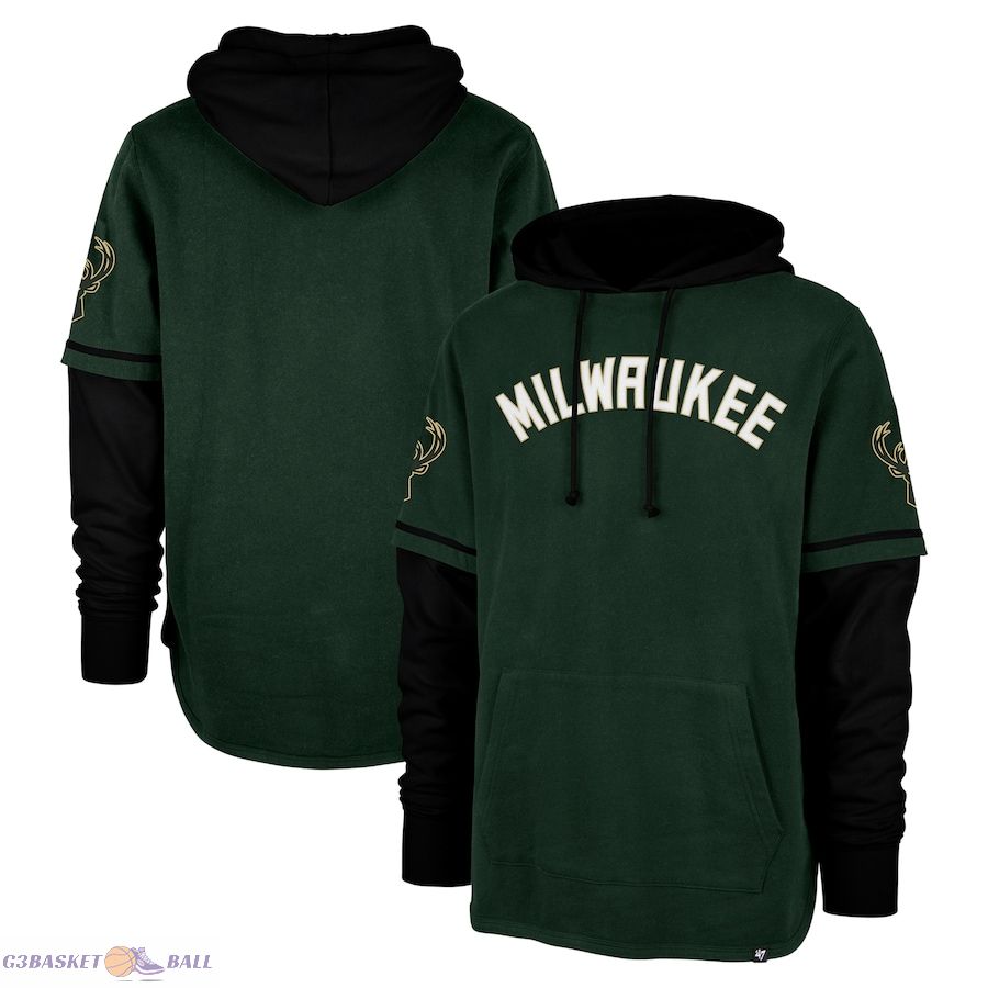 Men's Milwaukee Bucks '47 Hunter Green Trifecta Shortstop Pullover Hoodie