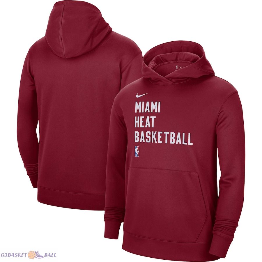 Unisex Miami Heat Nike Red 2023/24 Performance Spotlight On-Court Practice Pullover Hoodie