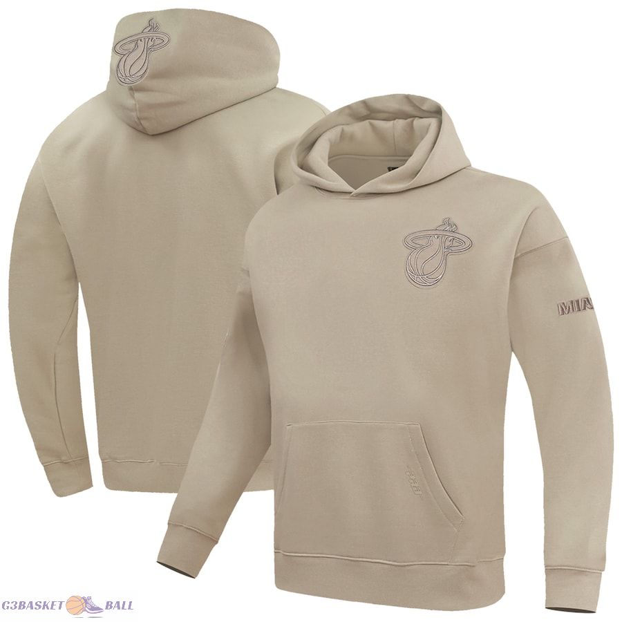 Men's Miami Heat Pro Standard Tan Neutral Dropped Shoulder Fleece Pullover Hoodie