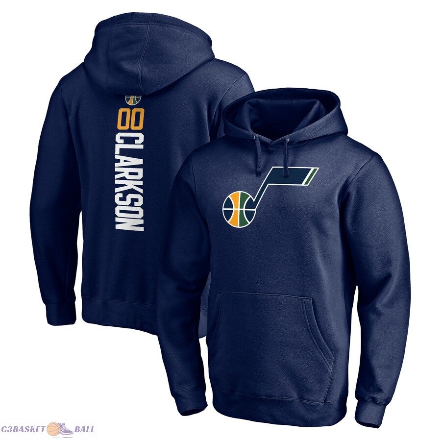 Men's Utah Jazz Jordan Clarkson Navy Playmaker Name & Number Pullover Hoodie