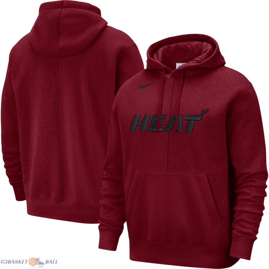 Men's Miami Heat Nike Red Courtside Versus Stitch Split Pullover Hoodie