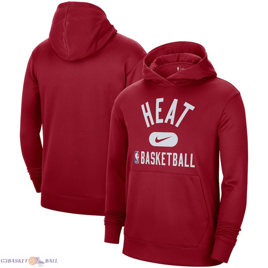 Men's Miami Heat Nike Red 2021-2022 Spotlight On Court Performance Practice Pullover Hoodie