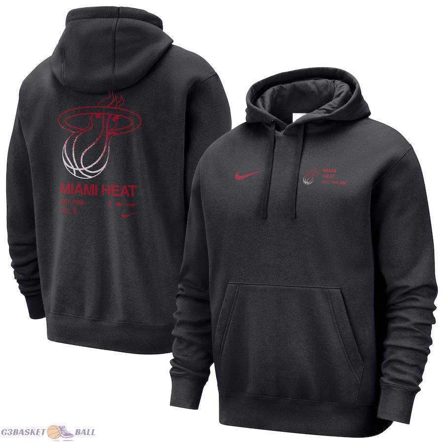 Men's Miami Heat Nike Black Courtside Club Pullover Hoodie