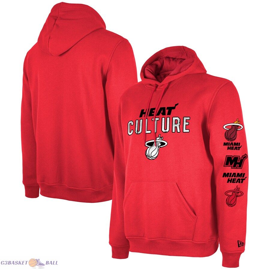 Men's Miami Heat New Era Red Tall 2023/24 City Edition Jersey Pullover Hoodie