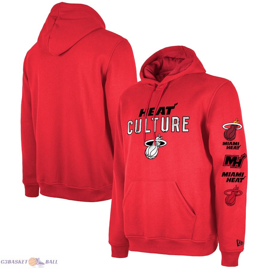 Men's Miami Heat New Era Red Big 2023/24 City Edition Jersey Pullover Hoodie