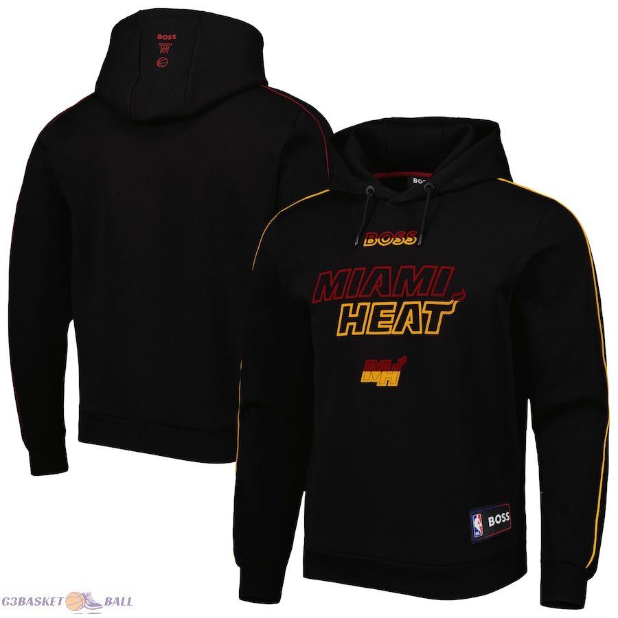 Men's Miami Heat NBA x Hugo Boss Black Team Bounce Tri-Blend Pullover Hoodie